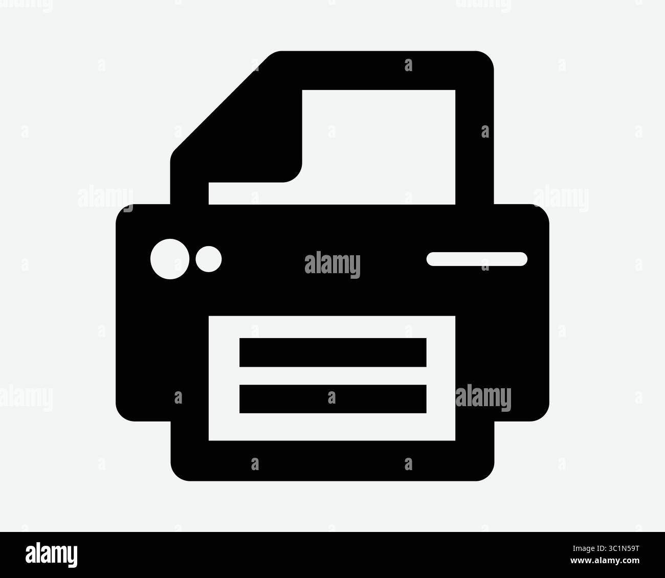 Stampante per ufficio Stampa oggetto di stampa Fax macchina per computer a getto d'inchiostro documento documento documento documento icona bianco e nero segno simbolo illustrazione vettoriale grafica Illustrazione Vettoriale