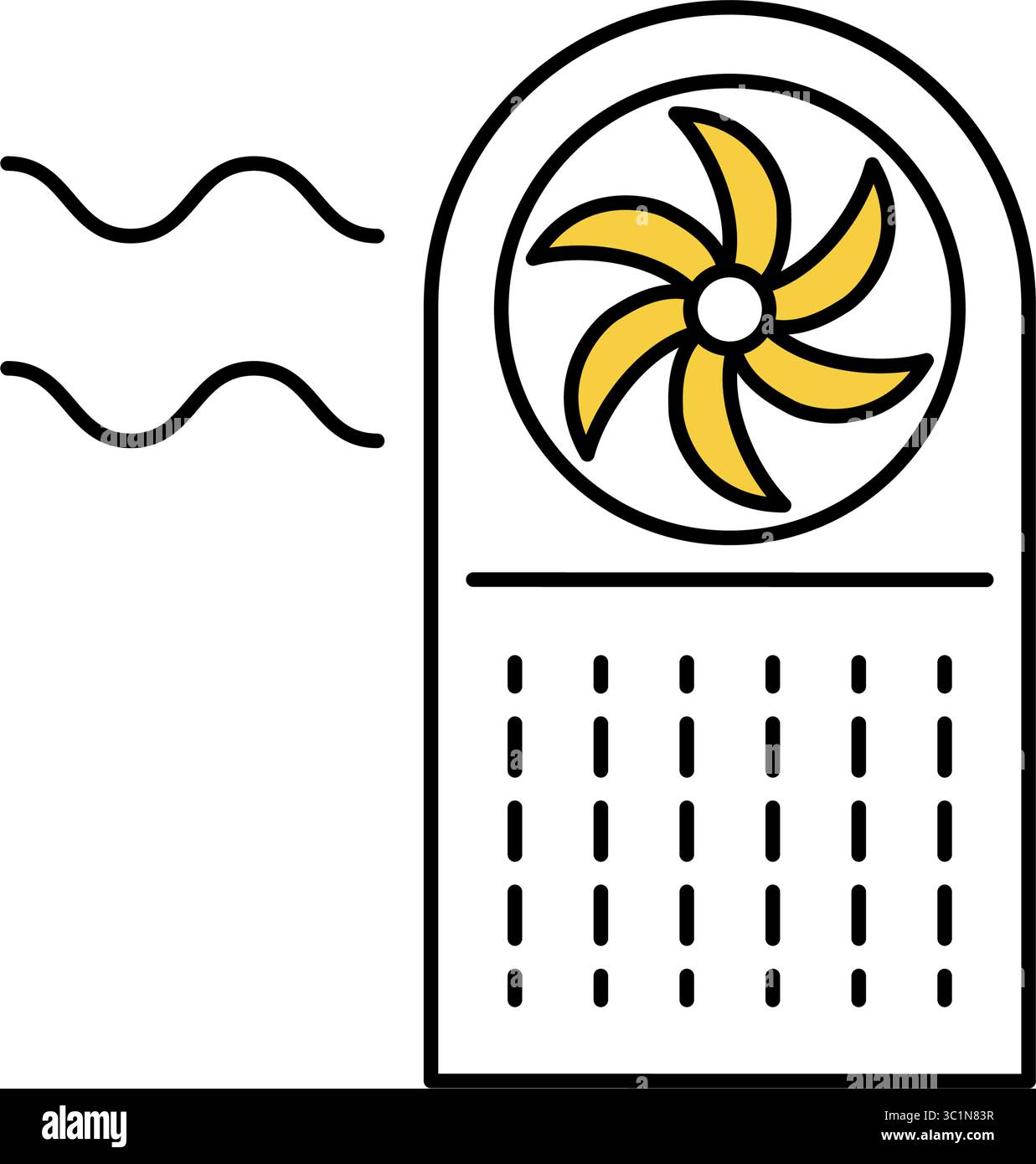 Illustrazione line art di una ventola portatile, icona di un dispositivo di raffreddamento estivo semplice, illustrazione vettoriale Illustrazione Vettoriale