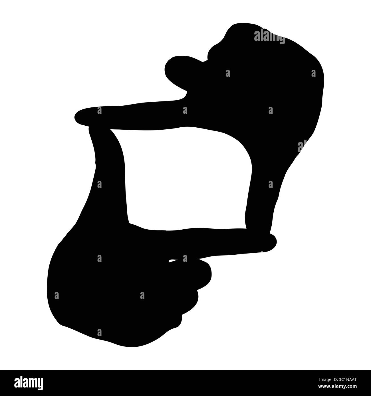 Sagoma delle mani che inquadra il gesto quadrato isolato su sfondo bianco Illustrazione Vettoriale