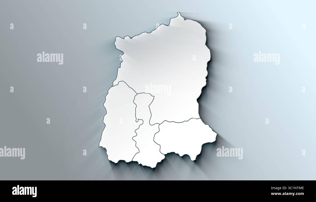 Mappa moderna dei distretti con confini del Sikkim India Foto Stock