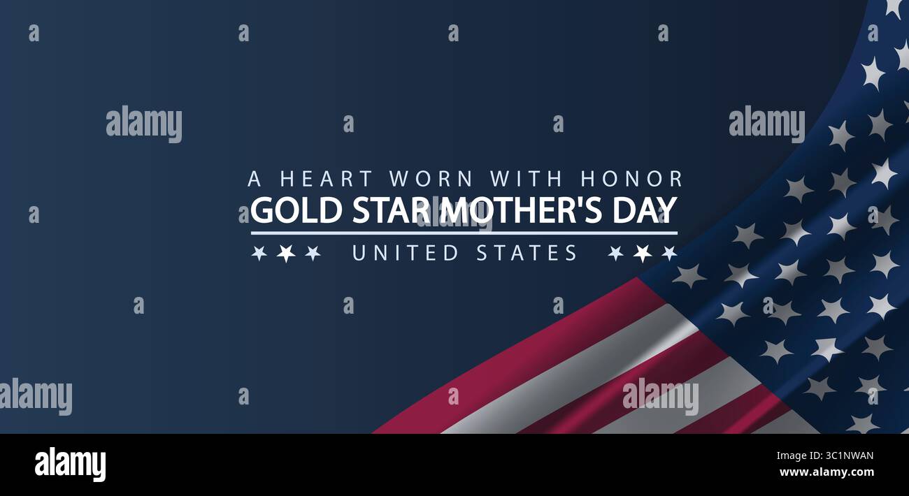 Un cuore indossato con il design Honor Gold Star Tribute Illustrazione Vettoriale