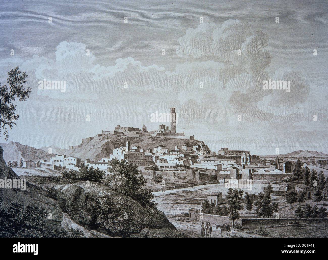 Christian Gottlob Hammer / Vista General de la ciudad de Lleida, 1810. Foto Stock