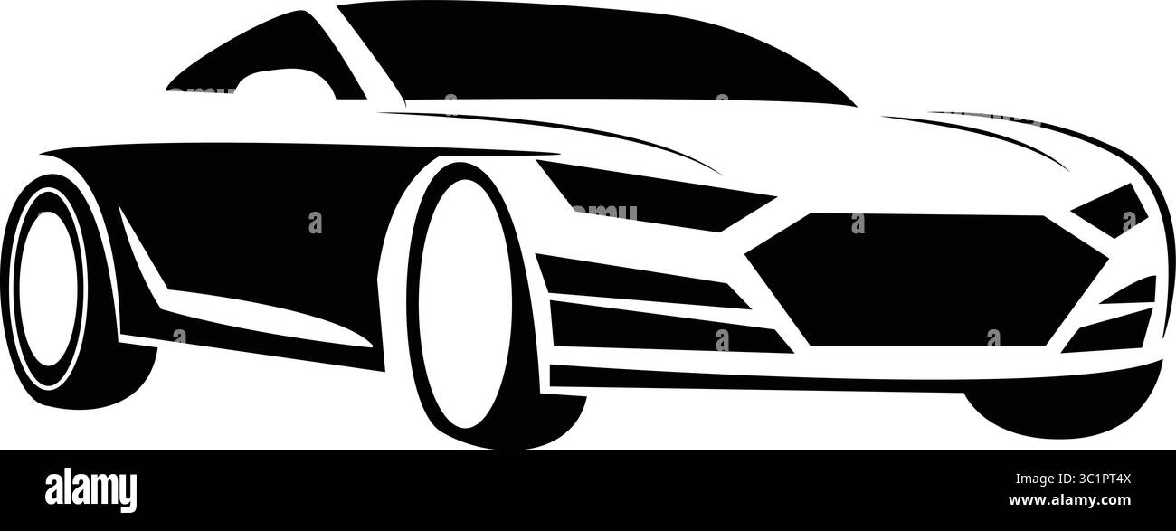 Illustrazione vettoriale della silhouette di una supercar da corsa di lusso. Illustrazione Vettoriale