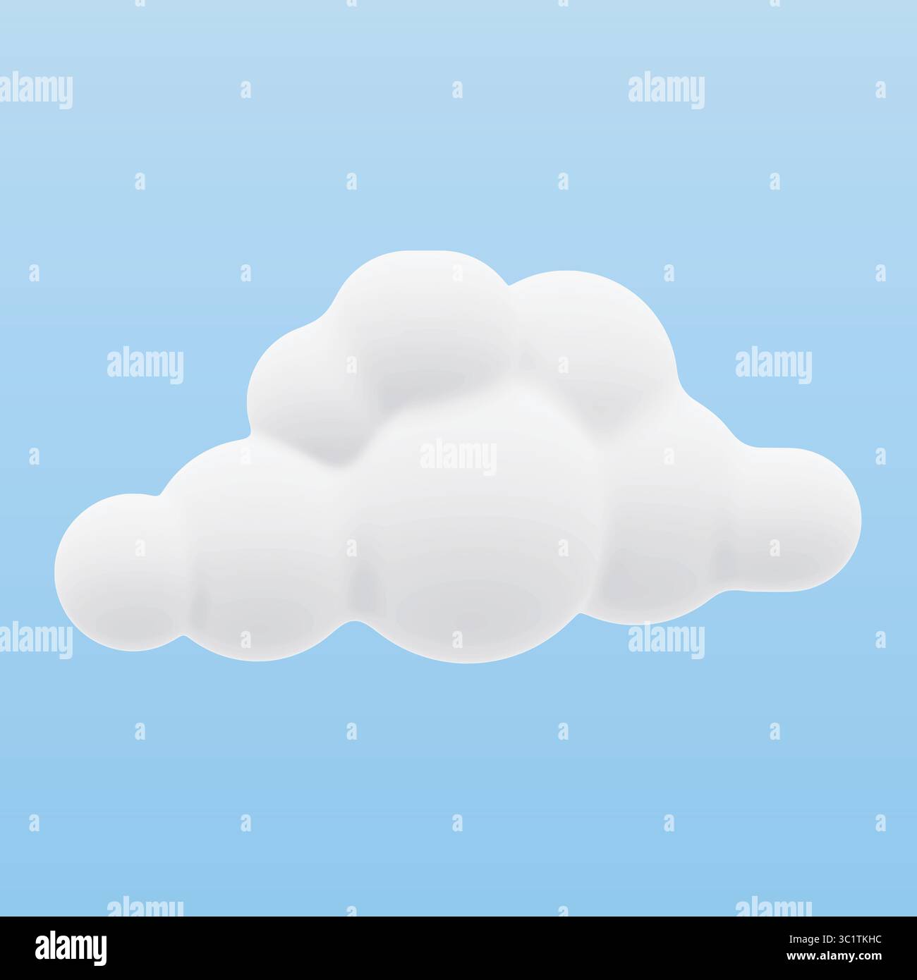 Un'icona di fumetto vettoriale 3D morbida con forme arrotondate e pulite. Ombre uniformi e profondità sottile, look moderno su uno sfondo blu chiaro del cielo. Illustrazione Vettoriale