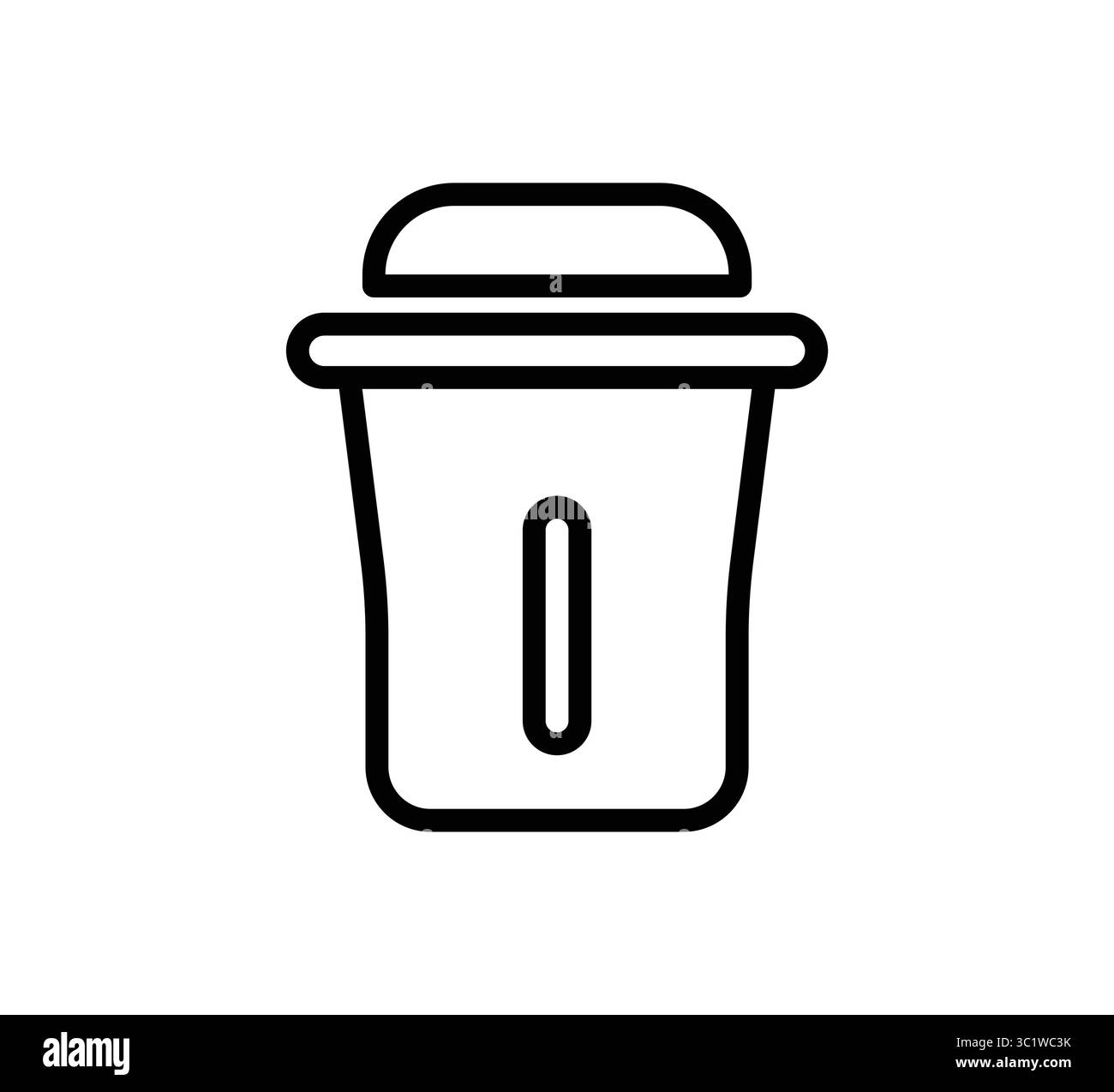 Una semplice illustrazione del contenitore dei rifiuti con coperchio, perfetta per progetti di design minimalisti relativi allo smaltimento e alla pulizia dei rifiuti. Illustrazione Vettoriale