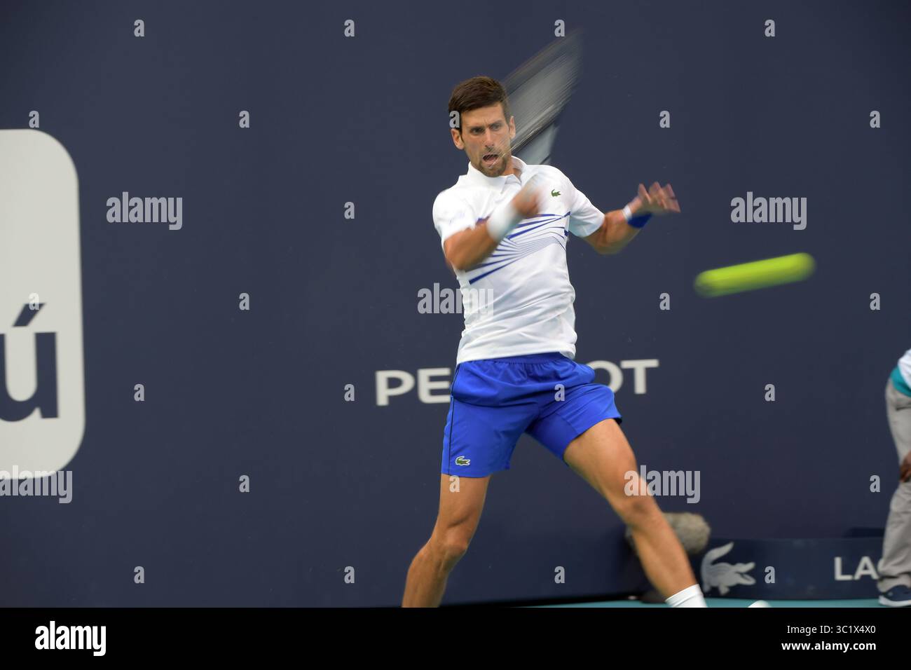 24 marzo 2019 - Miami Gardens, Florida, Stati Uniti d'America - MIAMI GARDENS, FLORIDA - 24 MARZO: Novak Djokovic della Serbia sconfigge Federico Delbonis dell'Argentina il giorno 7 del Miami Open presentato da Itau all'Hard Rock Stadium il 24 marzo 2019 a Miami Gardens, Florida. (Immagine di credito: © SMG via ZUMA Wire) Foto Stock