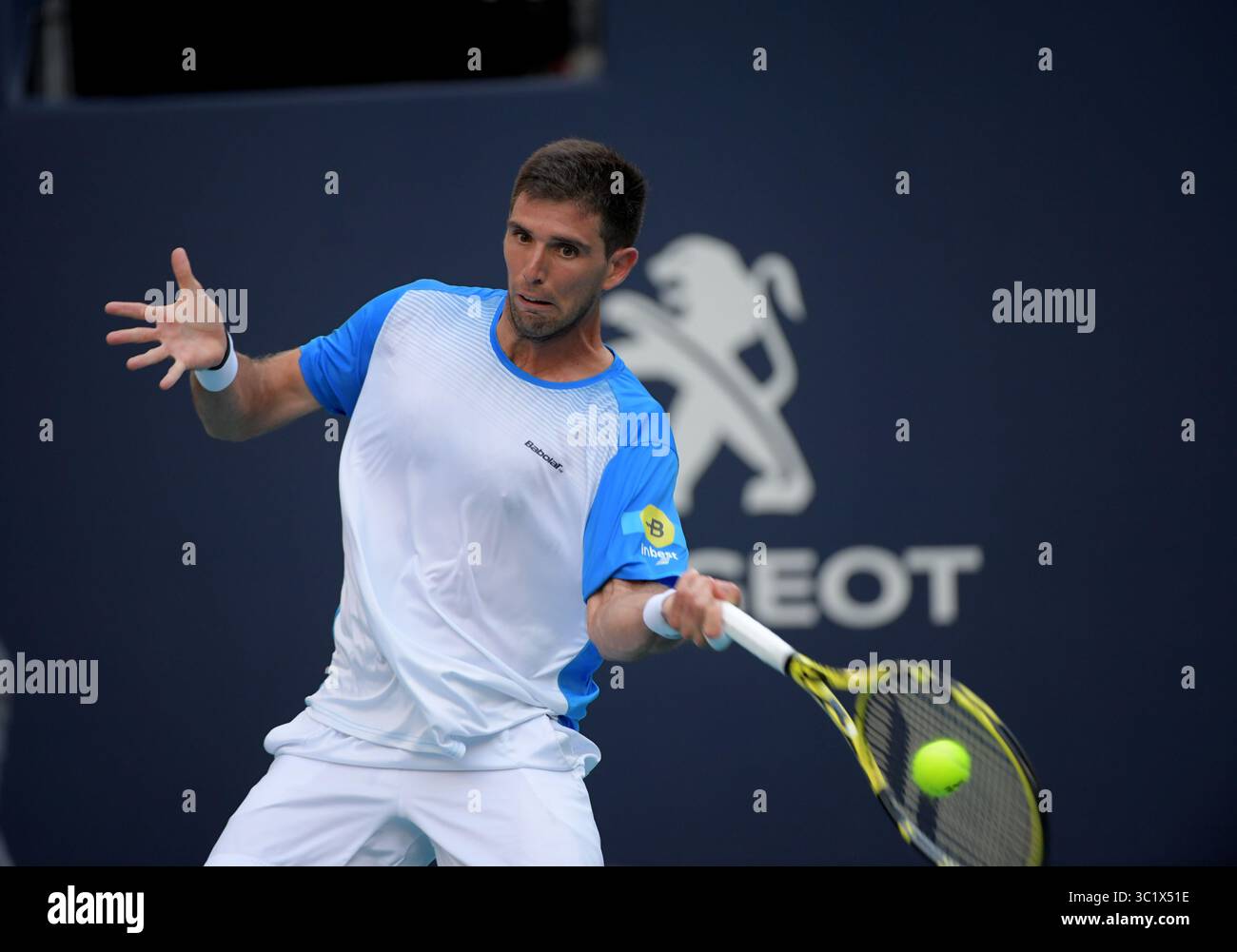 24 marzo 2019 - Miami Gardens, Florida, Stati Uniti d'America - MIAMI GARDENS, FLORIDA - 24 MARZO: Novak Djokovic della Serbia sconfigge Federico Delbonis dell'Argentina il giorno 7 del Miami Open presentato da Itau all'Hard Rock Stadium il 24 marzo 2019 a Miami Gardens, Florida. (Immagine di credito: © SMG via ZUMA Wire) Foto Stock