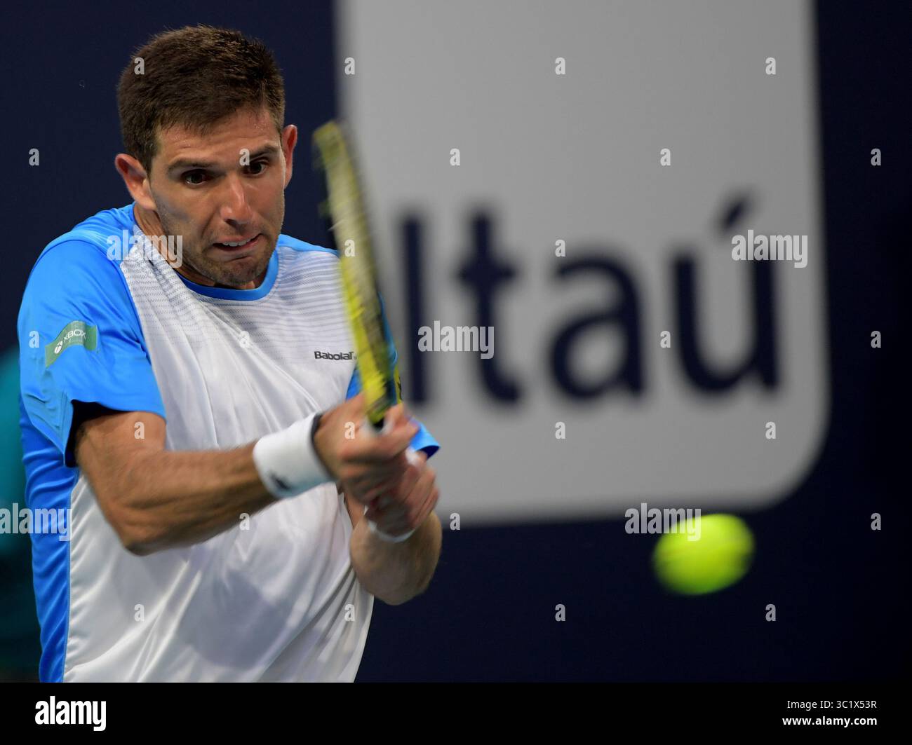 24 marzo 2019 - Miami Gardens, Florida, Stati Uniti d'America - MIAMI GARDENS, FLORIDA - 24 MARZO: Novak Djokovic della Serbia sconfigge Federico Delbonis dell'Argentina il giorno 7 del Miami Open presentato da Itau all'Hard Rock Stadium il 24 marzo 2019 a Miami Gardens, Florida. (Immagine di credito: © SMG via ZUMA Wire) Foto Stock