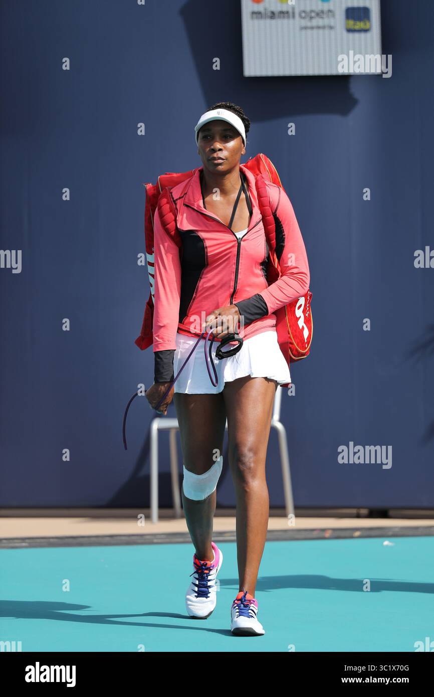 24 marzo 2019 - Miami Gardens, Florida, Stati Uniti d'America - MIAMI GARDENS, FLORIDA - 24 MARZO: Venus Williams il 7° giorno del Miami Open presentato da Itau all'Hard Rock Stadium il 24 marzo 2019 a Miami Gardens, Florida. (Immagine di credito: © SMG via ZUMA Wire) Foto Stock