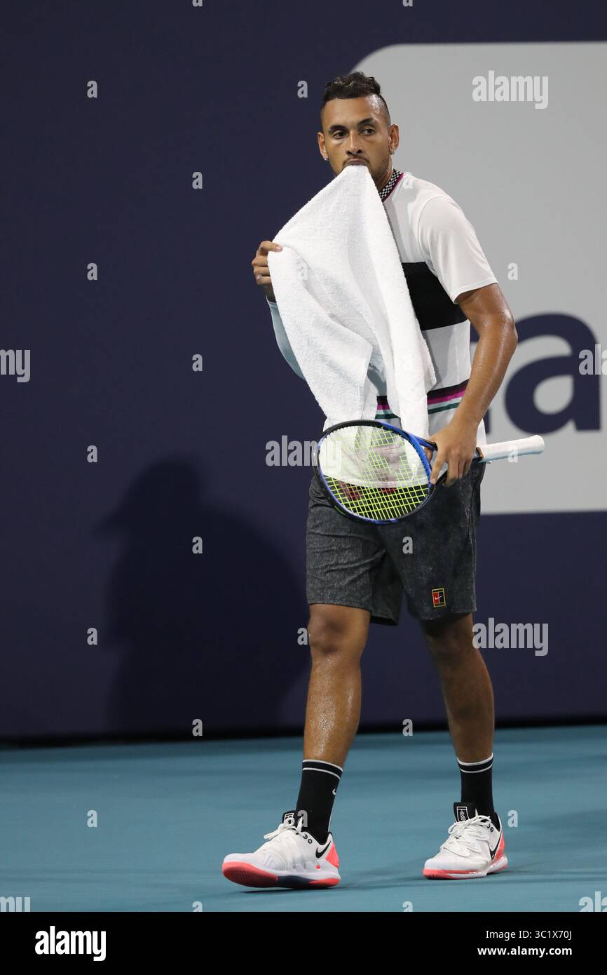 24 marzo 2019 - Miami Gardens, Florida, Stati Uniti d'America - MIAMI GARDENS, FLORIDA - 24 MARZO: Nick Kyrgios il giorno 7 del Miami Open presentato da Itau all'Hard Rock Stadium il 24 marzo 2019 a Miami Gardens, Florida. (Immagine di credito: © SMG via ZUMA Wire) Foto Stock