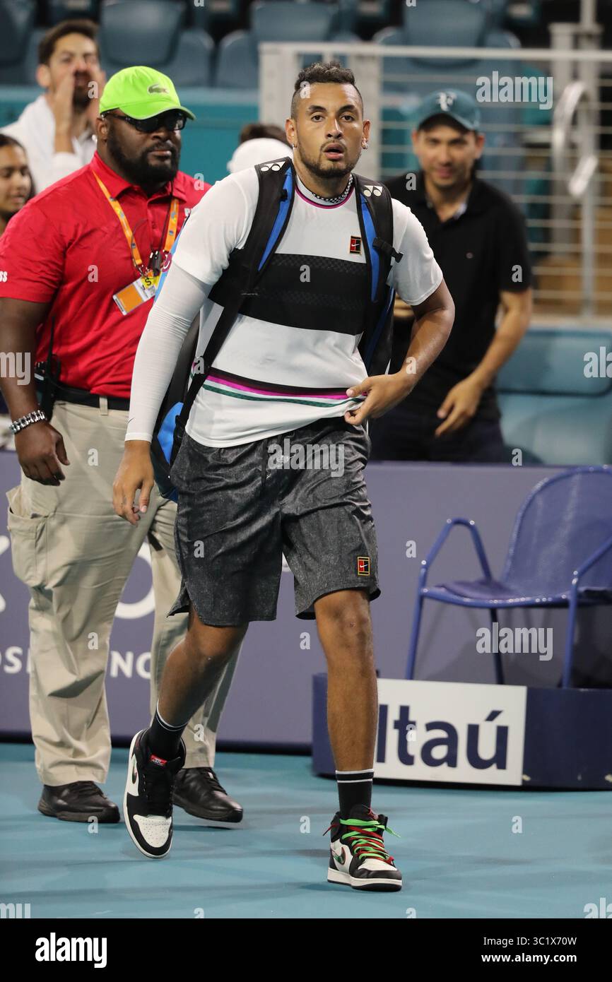 24 marzo 2019 - Miami Gardens, Florida, Stati Uniti d'America - MIAMI GARDENS, FLORIDA - 24 MARZO: Nick Kyrgios il giorno 7 del Miami Open presentato da Itau all'Hard Rock Stadium il 24 marzo 2019 a Miami Gardens, Florida. (Immagine di credito: © SMG via ZUMA Wire) Foto Stock