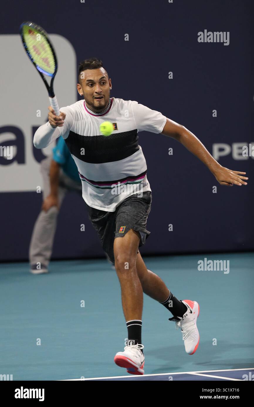 24 marzo 2019 - Miami Gardens, Florida, Stati Uniti d'America - MIAMI GARDENS, FLORIDA - 24 MARZO: Nick Kyrgios il giorno 7 del Miami Open presentato da Itau all'Hard Rock Stadium il 24 marzo 2019 a Miami Gardens, Florida. (Immagine di credito: © SMG via ZUMA Wire) Foto Stock