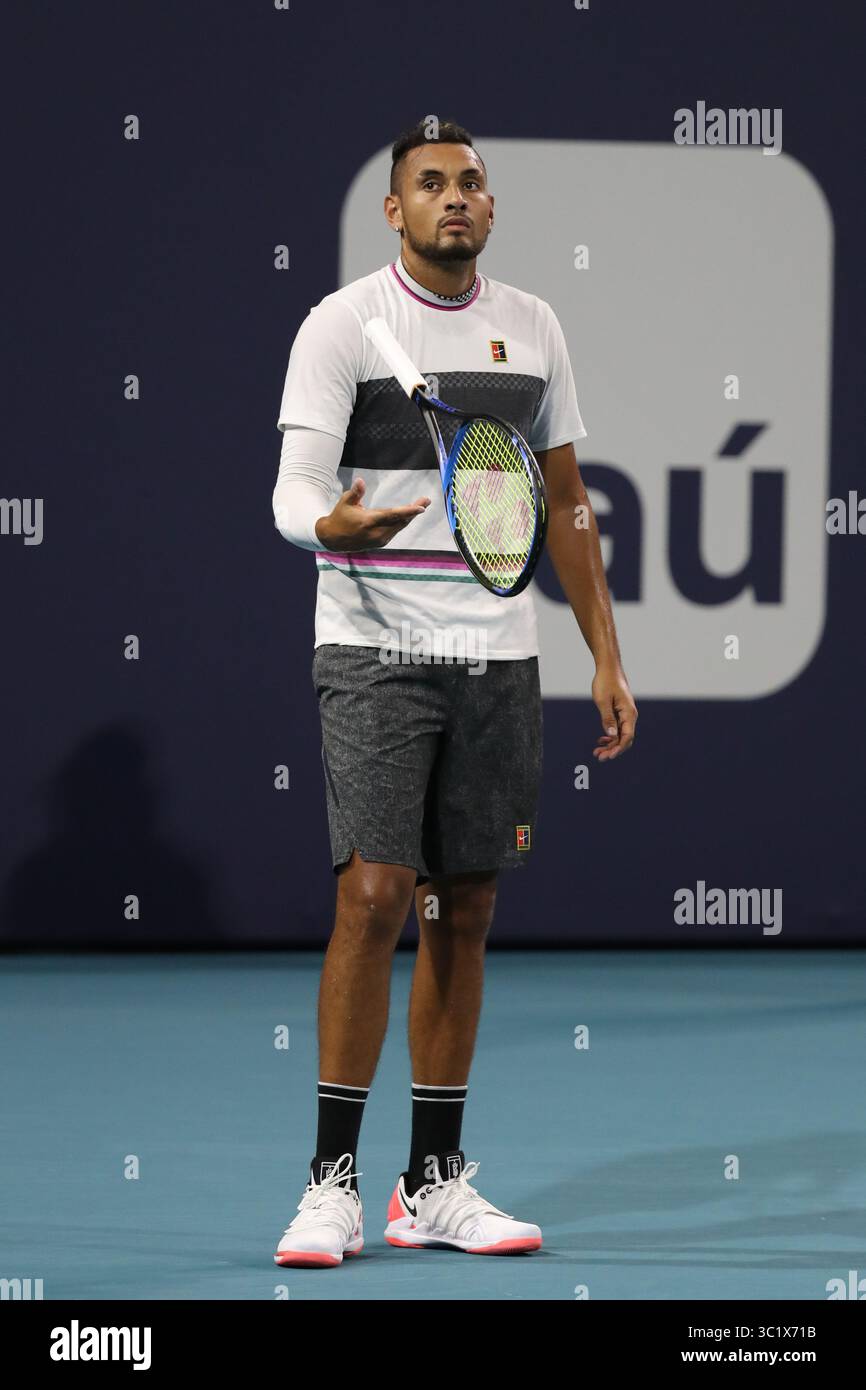 24 marzo 2019 - Miami Gardens, Florida, Stati Uniti d'America - MIAMI GARDENS, FLORIDA - 24 MARZO: Nick Kyrgios il giorno 7 del Miami Open presentato da Itau all'Hard Rock Stadium il 24 marzo 2019 a Miami Gardens, Florida. (Immagine di credito: © SMG via ZUMA Wire) Foto Stock