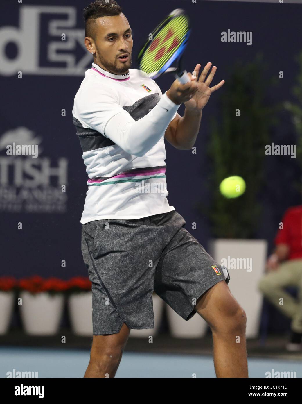 24 marzo 2019 - Miami Gardens, Florida, Stati Uniti d'America - MIAMI GARDENS, FLORIDA - 24 MARZO: Nick Kyrgios il giorno 7 del Miami Open presentato da Itau all'Hard Rock Stadium il 24 marzo 2019 a Miami Gardens, Florida. (Immagine di credito: © SMG via ZUMA Wire) Foto Stock