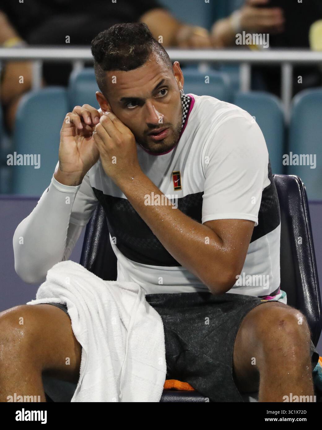24 marzo 2019 - Miami Gardens, Florida, Stati Uniti d'America - MIAMI GARDENS, FLORIDA - 24 MARZO: Nick Kyrgios il giorno 7 del Miami Open presentato da Itau all'Hard Rock Stadium il 24 marzo 2019 a Miami Gardens, Florida. (Immagine di credito: © SMG via ZUMA Wire) Foto Stock
