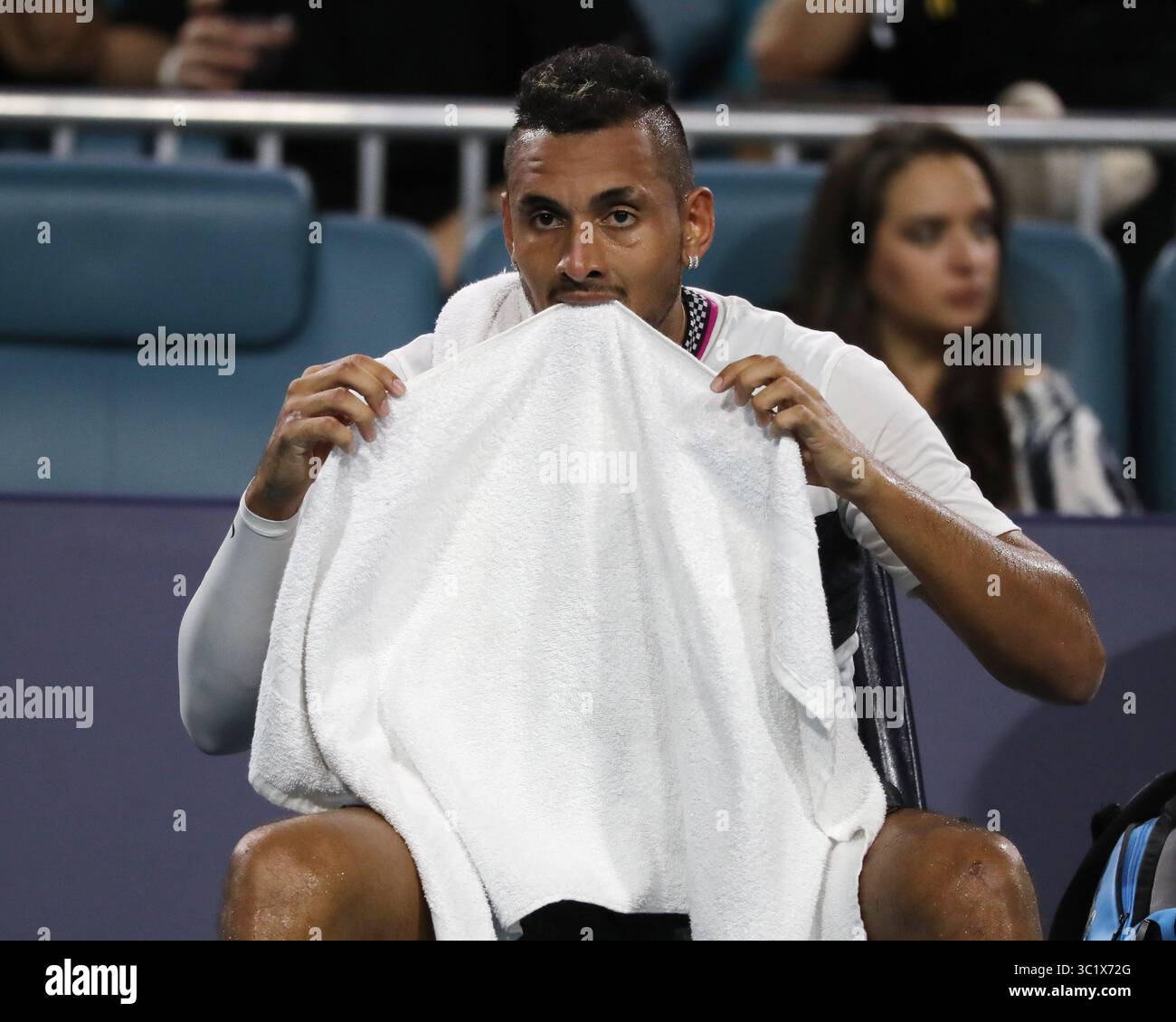 24 marzo 2019 - Miami Gardens, Florida, Stati Uniti d'America - MIAMI GARDENS, FLORIDA - 24 MARZO: Nick Kyrgios il giorno 7 del Miami Open presentato da Itau all'Hard Rock Stadium il 24 marzo 2019 a Miami Gardens, Florida. (Immagine di credito: © SMG via ZUMA Wire) Foto Stock
