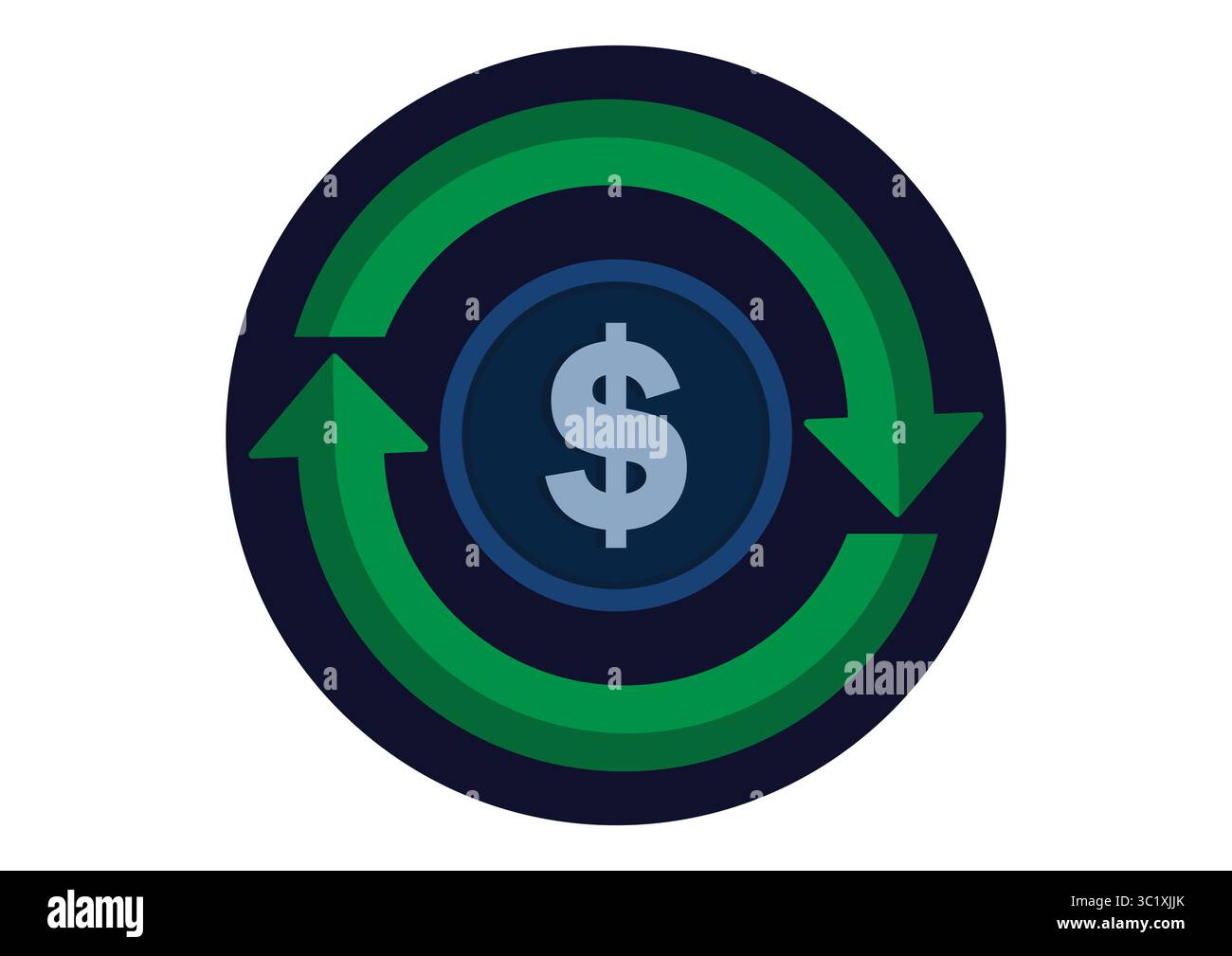 Icona Money Transfer – Freccia di cambio valuta Dollaro vettore simbolo Illustrazione Vettoriale