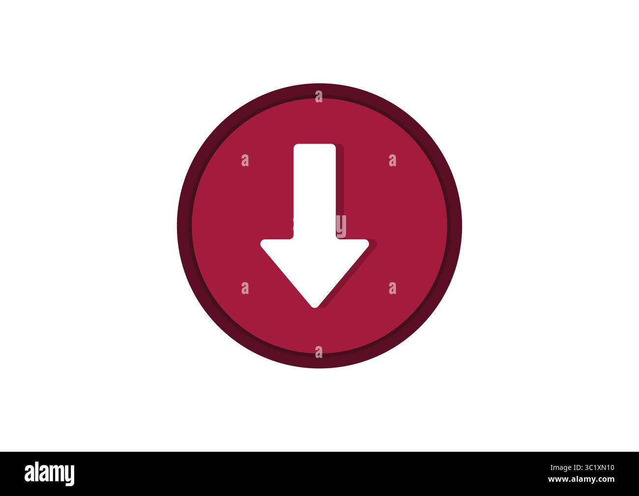 Icona freccia di download – vettore simbolo rosso verso il basso Illustrazione Vettoriale