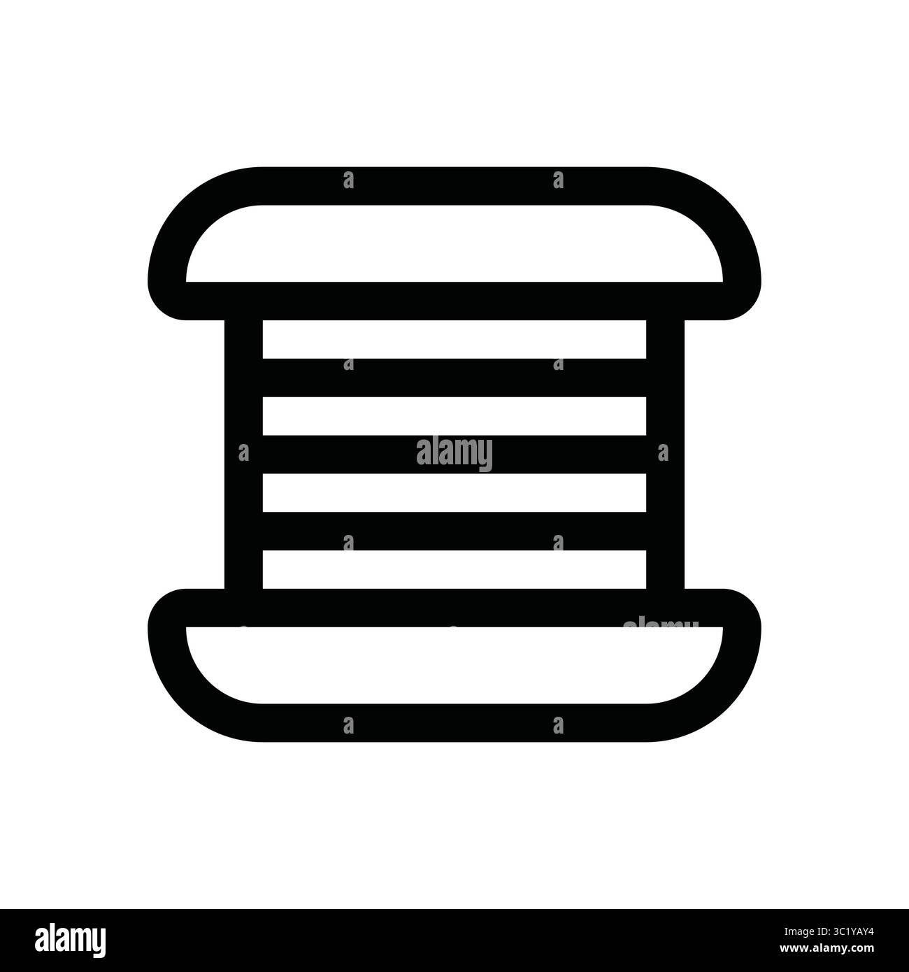 Icona filettatura spessa, filetto da cucire. Semplice illustrazione con contorno nero. Forniture artistiche disegnate a mano Illustrazione Vettoriale