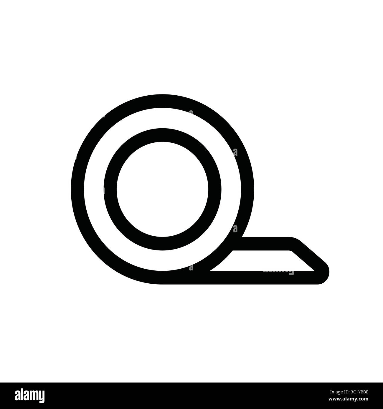 Icona nastro nero, contorno semplice. Elemento da ufficio disegnato a mano. Illustrazione Vettoriale