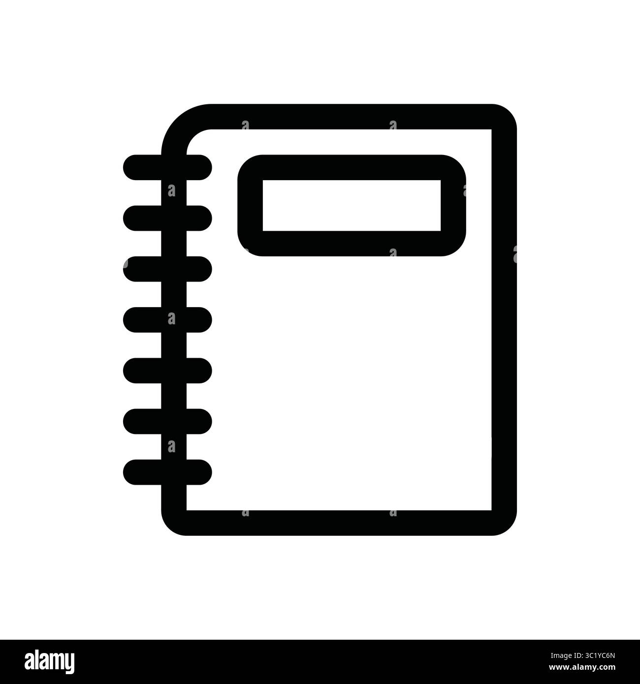 Icona del notebook, contorno semplice. Elemento da ufficio disegnato a mano. Illustrazione Vettoriale