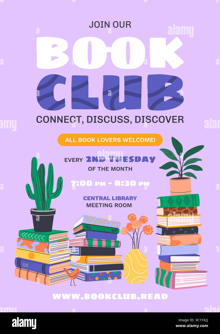 Poster verticale Book Club. Illustrazione Vettoriale