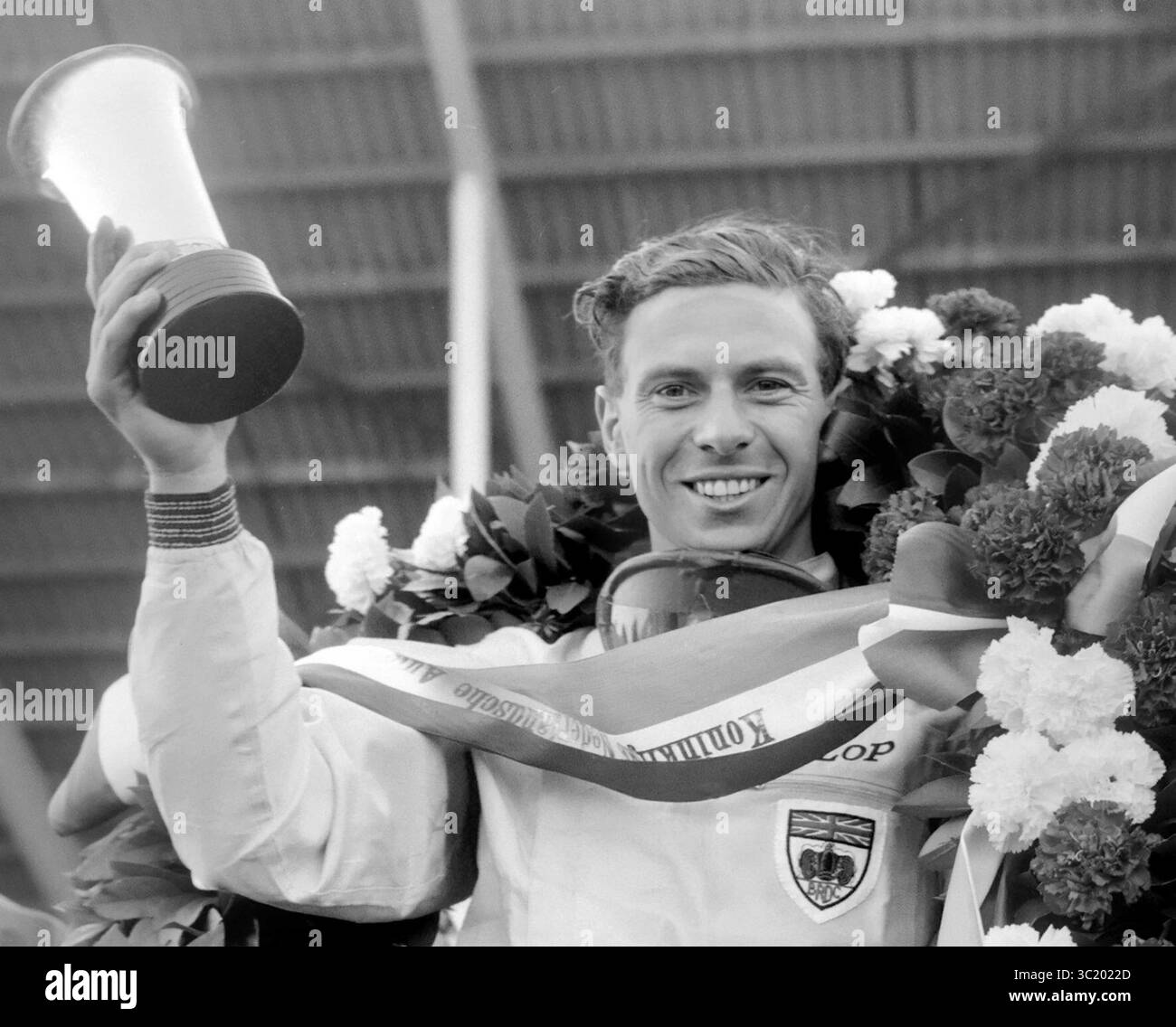 Jim Clark. Ritratto del pilota britannico James Clark (1936-1968) dopo aver vinto il Gran Premio dei Paesi Bassi nel 1963 Foto Stock