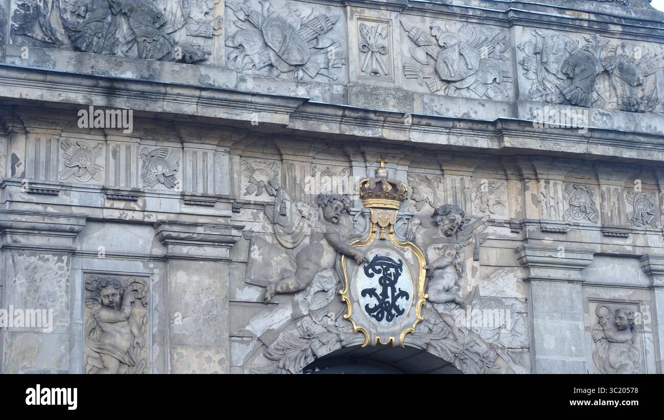 Vista dettagliata della Scultura della porta reale a Szczecin, Polonia Foto Stock