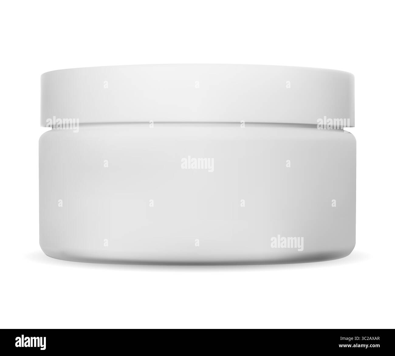 Vaschetta cosmetica bianca vuota. Pulire il modello del flacone rotondo. Mock-up confezione crema viso, design moderno e minimalista per la presentazione delle etichette. Realistico Illustrazione Vettoriale