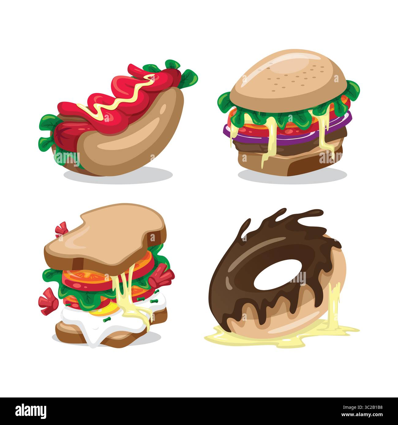 Vettore di progettazione degli alimenti. Vettoriale della confezione di alimenti. Illustrazione Vettoriale