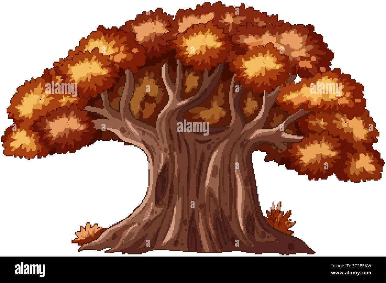 Un grande albero con un vivace fogliame autunnale Illustrazione Vettoriale
