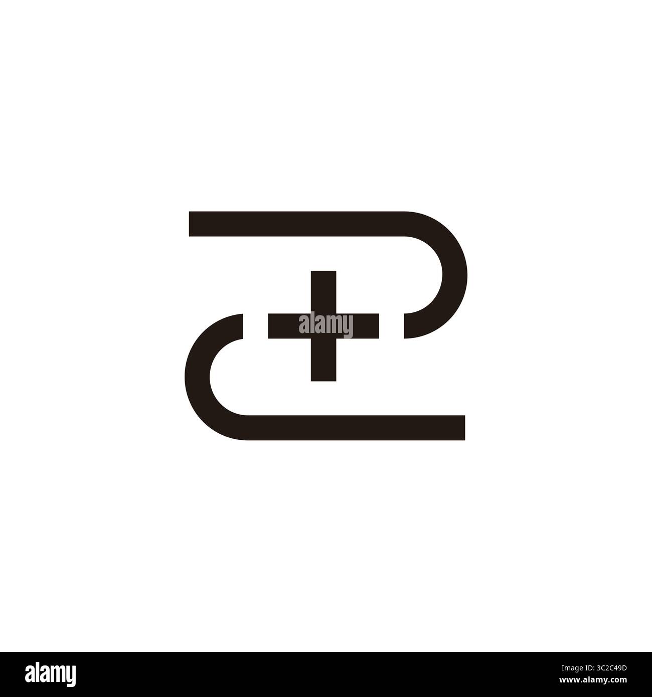 numero due più vettore geometrico semplice del logo medico Illustrazione Vettoriale