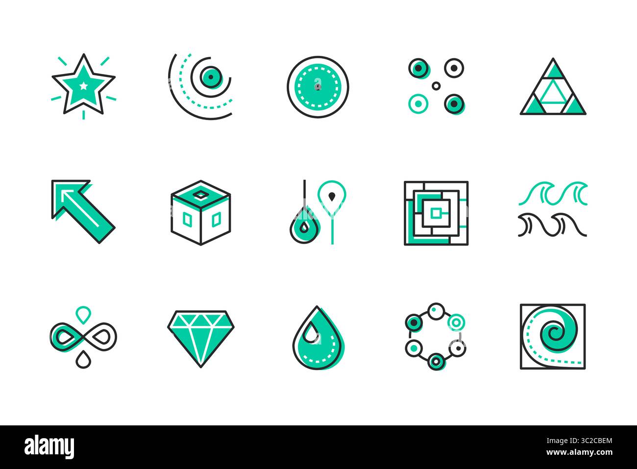 Simboli astratti - serie di icone di stile di design delle linee Illustrazione Vettoriale