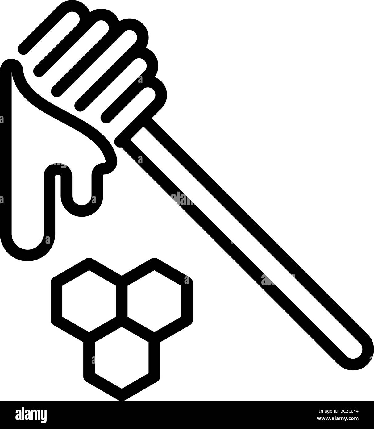 Honey Dipper e Honeycomb Line Icon Vector Illustrazione Vettoriale