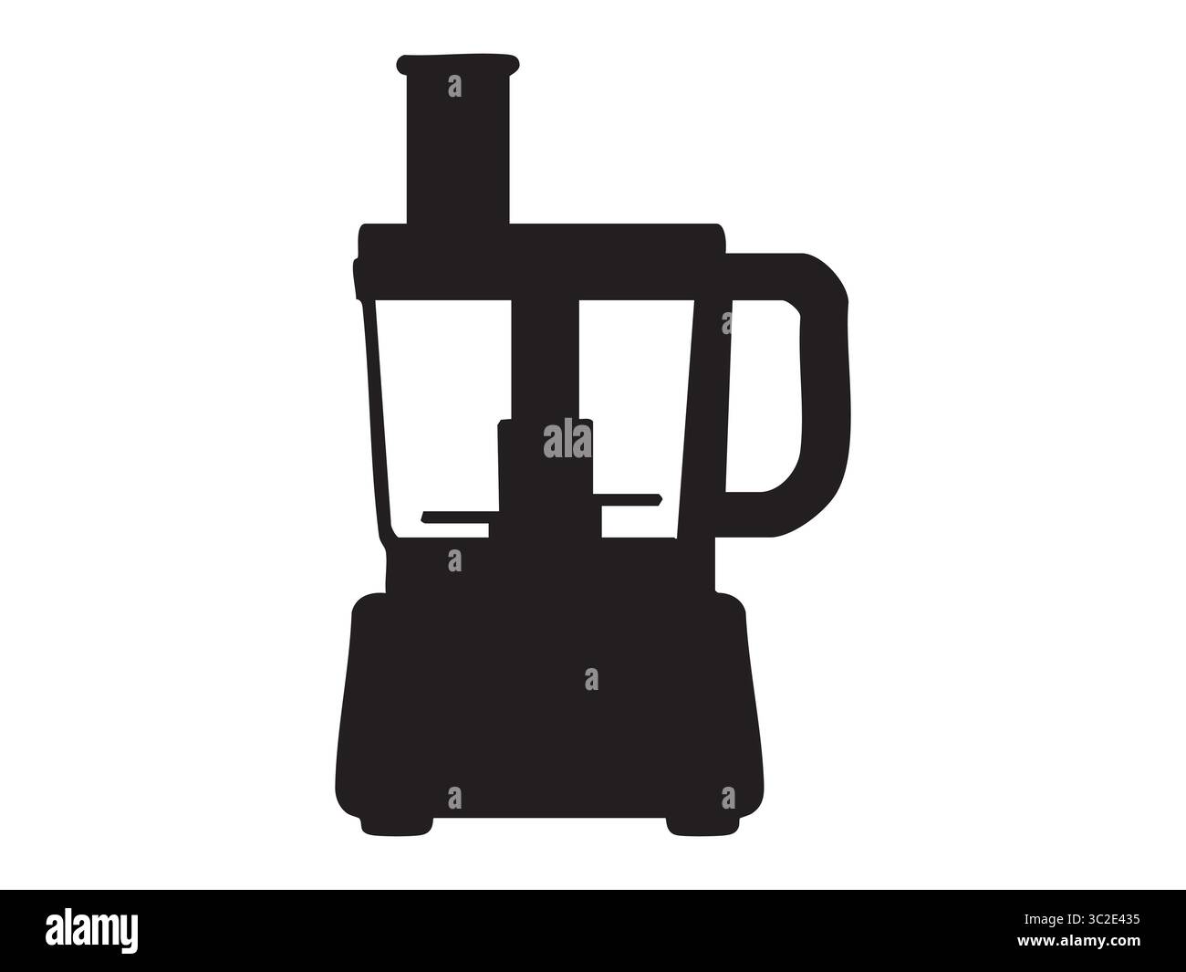 Silhouette nera dell'apparecchio da cucina isolato su sfondo bianco, illustrazione grafica. Concetto di tritatutto elettrico, multifunzione Illustrazione Vettoriale