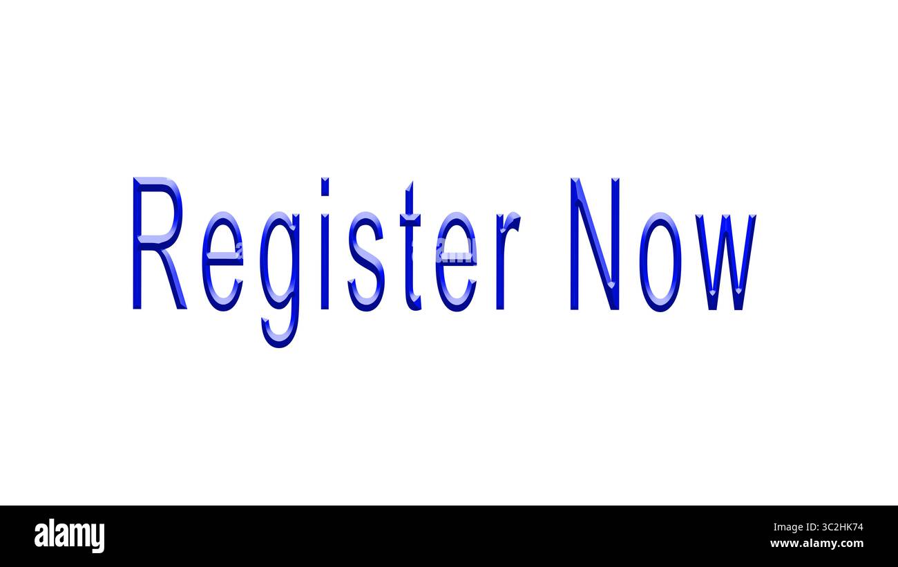 Contrassegna, pulsante con le parole Registra ora in formato vettoriale e jpeg. Icona per siti Web e applicazioni. Geometria. Parole. Foto Stock