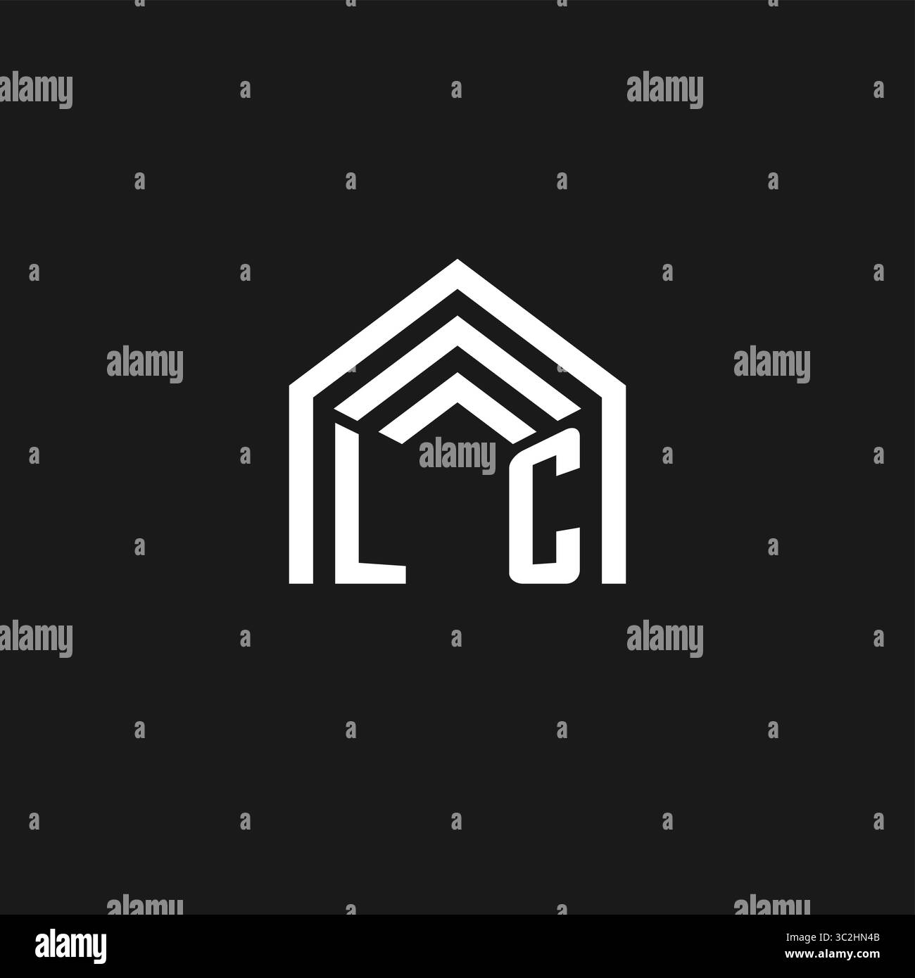 Logo a forma di tetto della casa Letter LC logo creativo monogramma stile grafico vettoriale Illustrazione Vettoriale