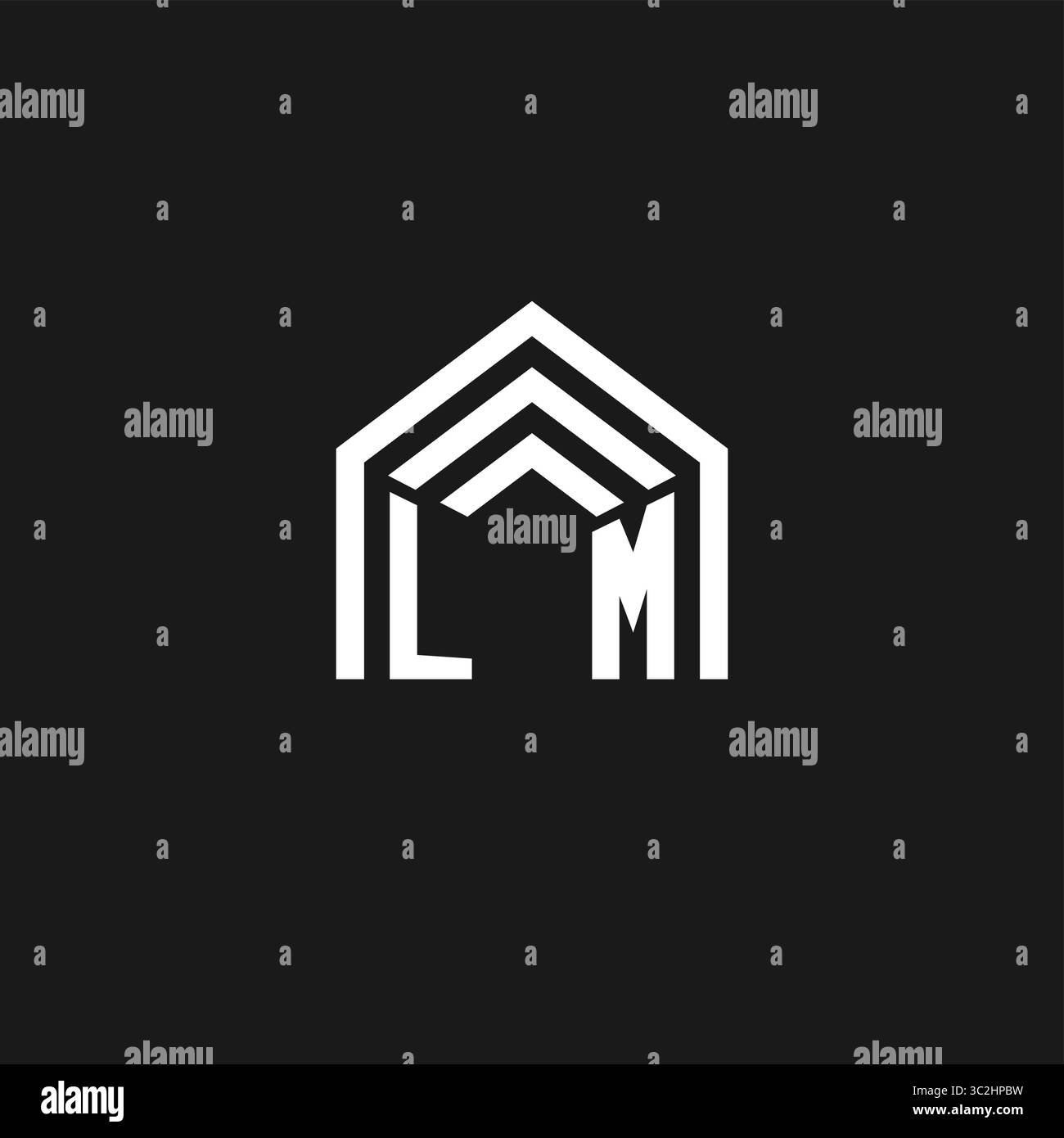 Logo a forma di tetto della casa Letter LM monogramma creativo logo stile grafico vettoriale Illustrazione Vettoriale