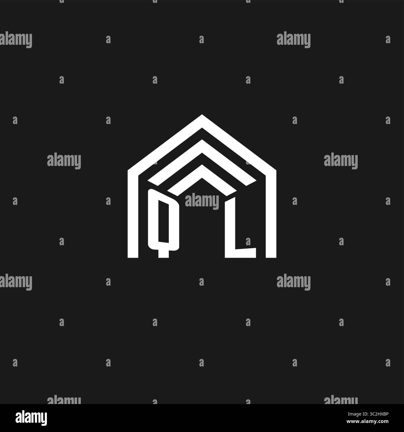 Logo Letter QL a forma di tetto, monogramma creativo, logo stile grafico vettoriale Illustrazione Vettoriale