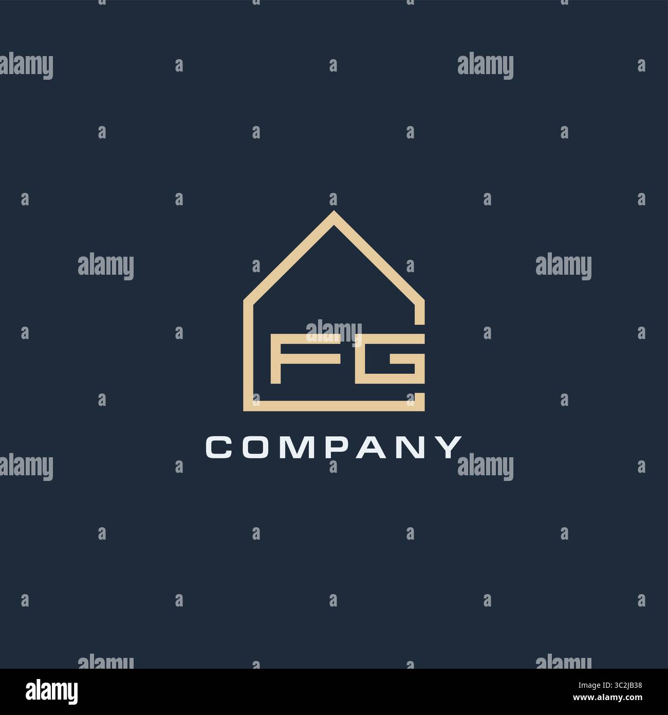 Lettera iniziale del logo immobiliare FG con semplici idee di design del tetto grafica vettoriale Illustrazione Vettoriale