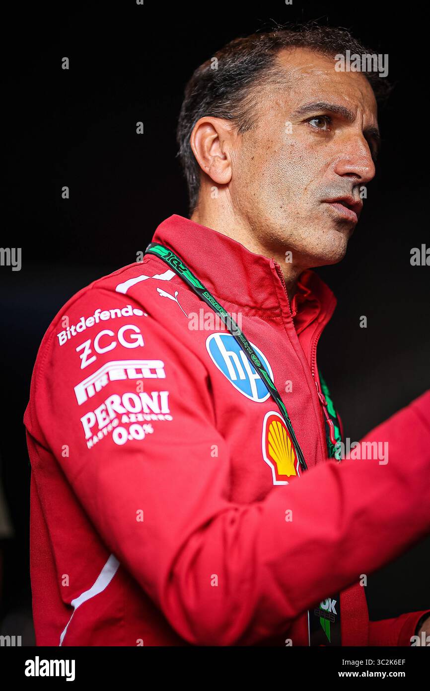 Belgio, Belgio. 24 luglio 2025. Marc Gene, ex pilota di Minardi e Ferrari Ambassador, ora commentatore di Sky Italia, durante il GP del Belgio, Spa-Francorchamps 24-27 luglio 2025 Campionato del mondo di Formula 1 2025. Credito: Agenzia fotografica indipendente/Alamy Live News Foto Stock