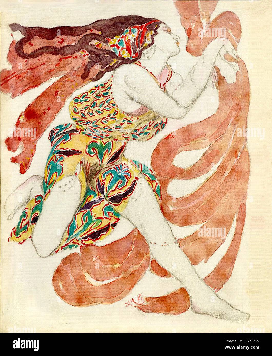 Léon Bakst - Narcisse: Un Bacchante ; Costume design per la danza Narcisse - 1922 Foto Stock