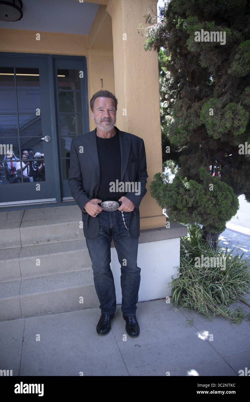 16 luglio 2019, Hollywood, California, Stati Uniti: ARNOLD SCHWARZENEGGER promuove il prossimo film "Terminator Dark Faith" ai Fox Studios, Century City. (Immagine di credito: © Armando Gallo/ZUMA Studio) Foto Stock