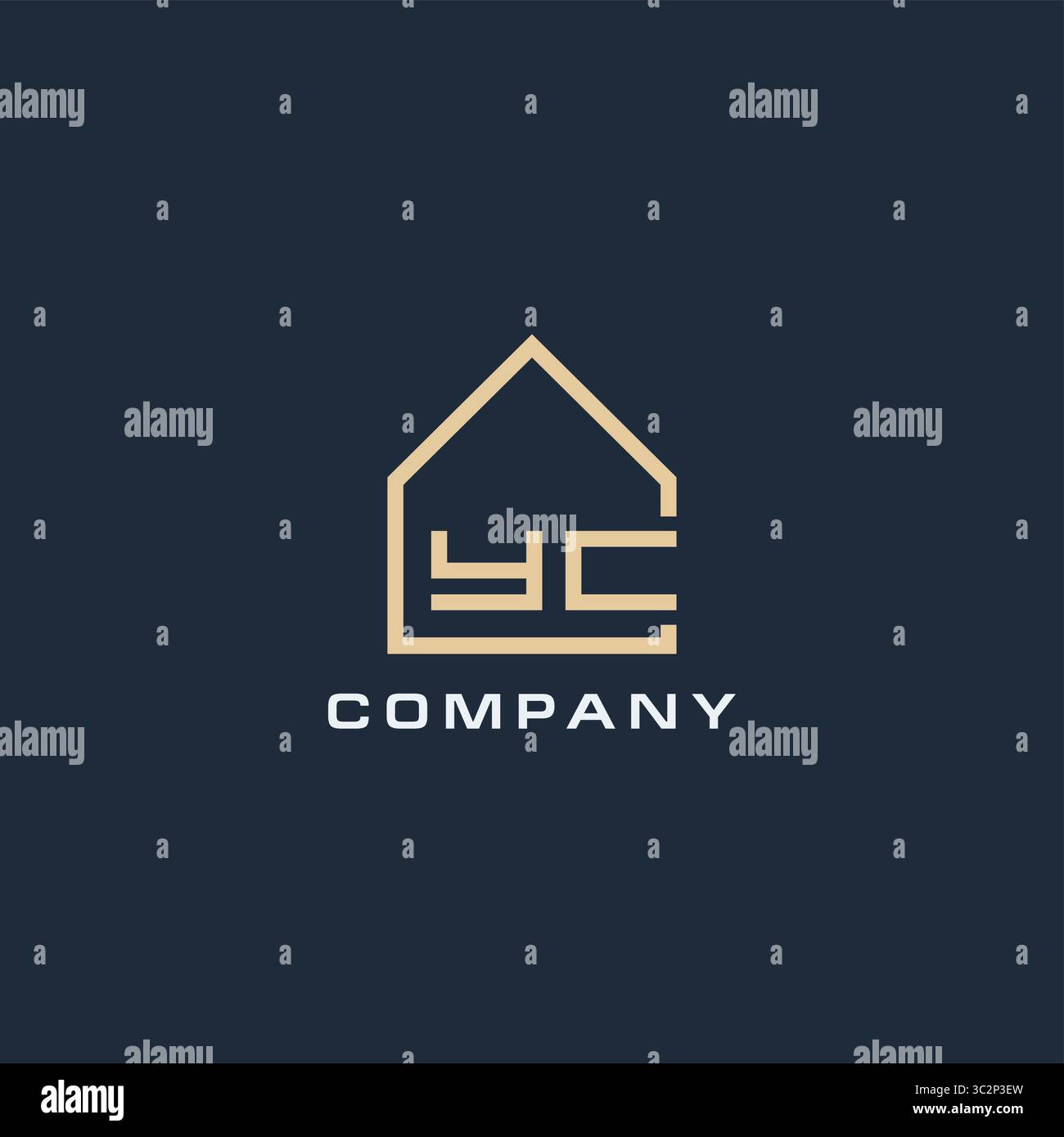 Lettera iniziale logo YC immobiliare con semplici idee di design in stile tetto grafica vettoriale Illustrazione Vettoriale