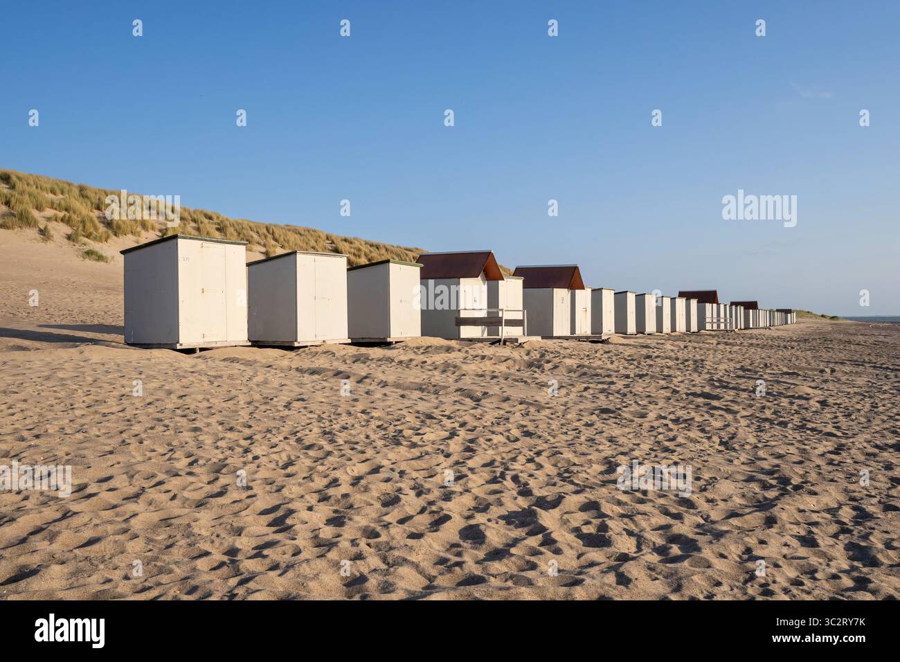 Capanne sulla spiaggia in Zelanda, Paesi Bassi Foto Stock