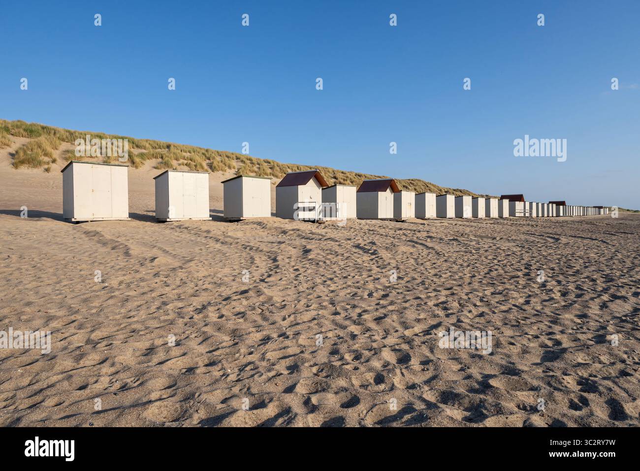 Capanne sulla spiaggia in Zelanda, Paesi Bassi Foto Stock