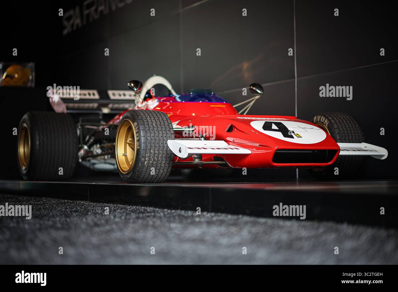 Ferrari di Jacky Ickx 1972, nel paddock durante il GP del Belgio, Spa-Francorchamps 24-27 luglio 2025 Formula 1 World Championship 2025. Foto Stock