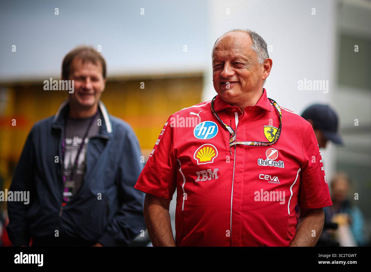 Frederic Vasseur, Team Principal della Scuderia Ferrari, durante il GP del Belgio, Spa-Francorchamps 24-27 luglio 2025 Campionato del mondo di Formula 1 2025. Foto Stock