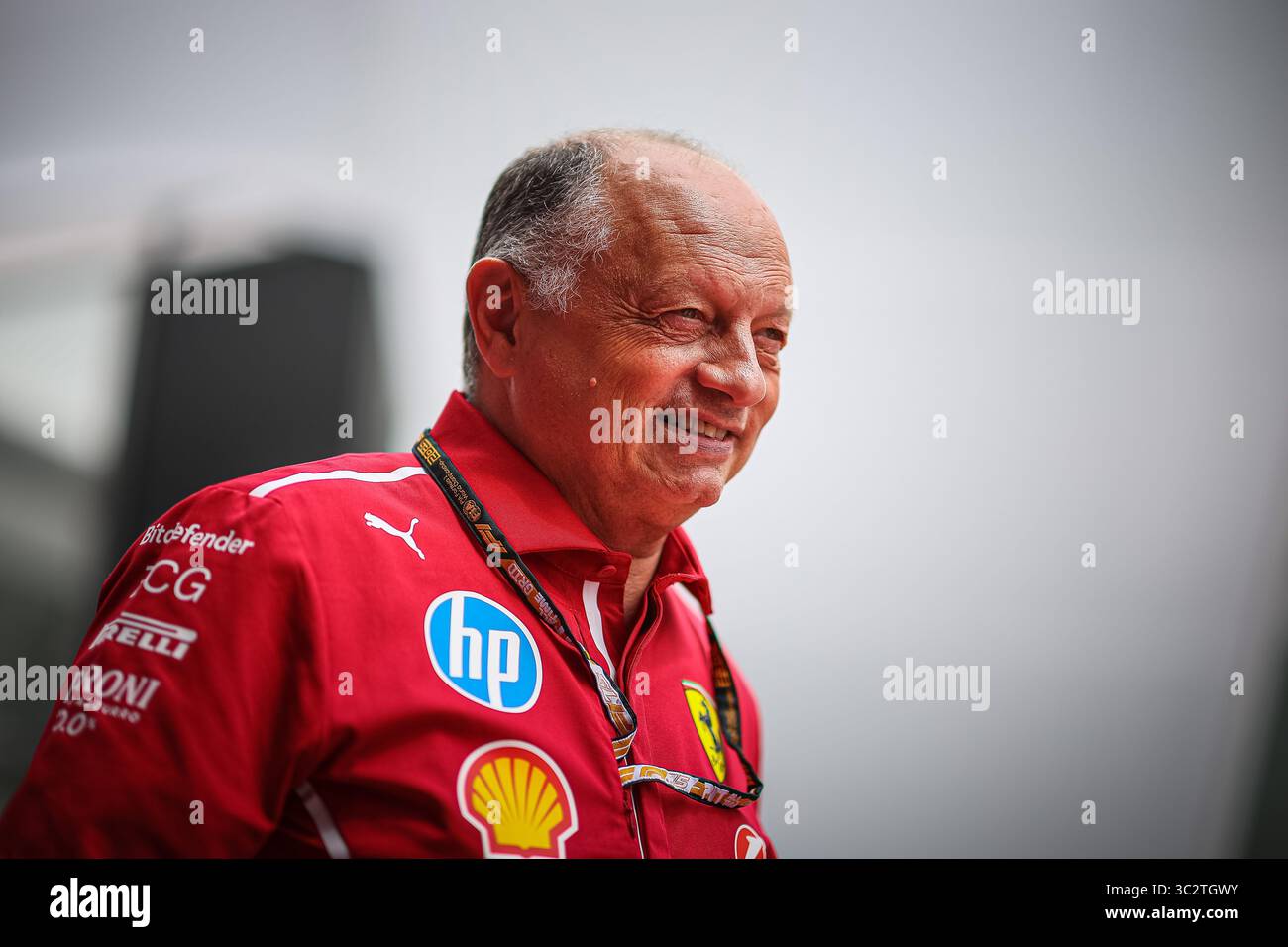 Frederic Vasseur, Team Principal della Scuderia Ferrari, durante il GP del Belgio, Spa-Francorchamps 24-27 luglio 2025 Campionato del mondo di Formula 1 2025. Foto Stock