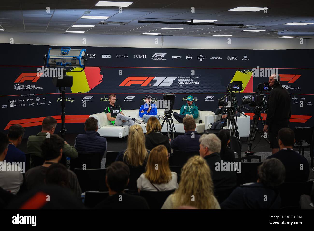 Conferenza stampa durante il GP del Belgio, Spa-Francorchamps 24-27 luglio 2025 Campionato del mondo di Formula 1 2025. Foto Stock